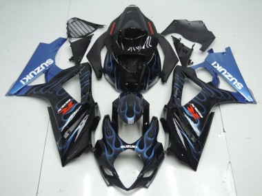 Carénage Moto GSXR 1000 K7 07-08 - Noir Bleu Flamme